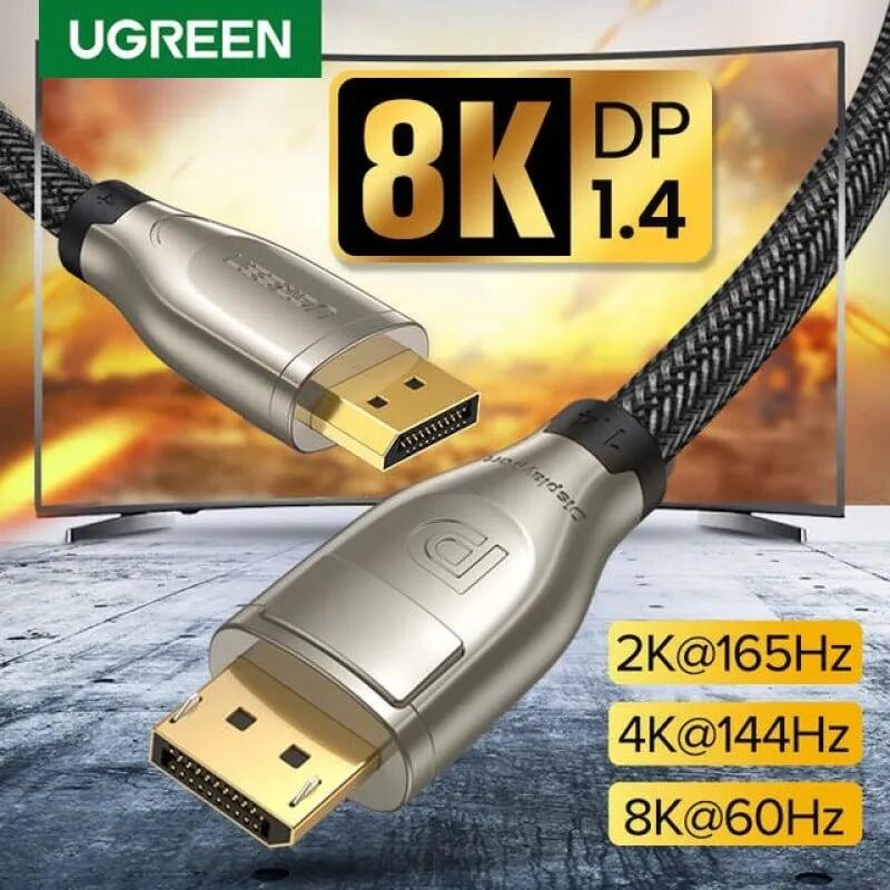 Ugreen UG60843DP112TK 2m cáp dp ra displayport 1.4 version hợp kim bọc lưới chống nhiễu màu đen - HÀNG CHÍNH HÃNG