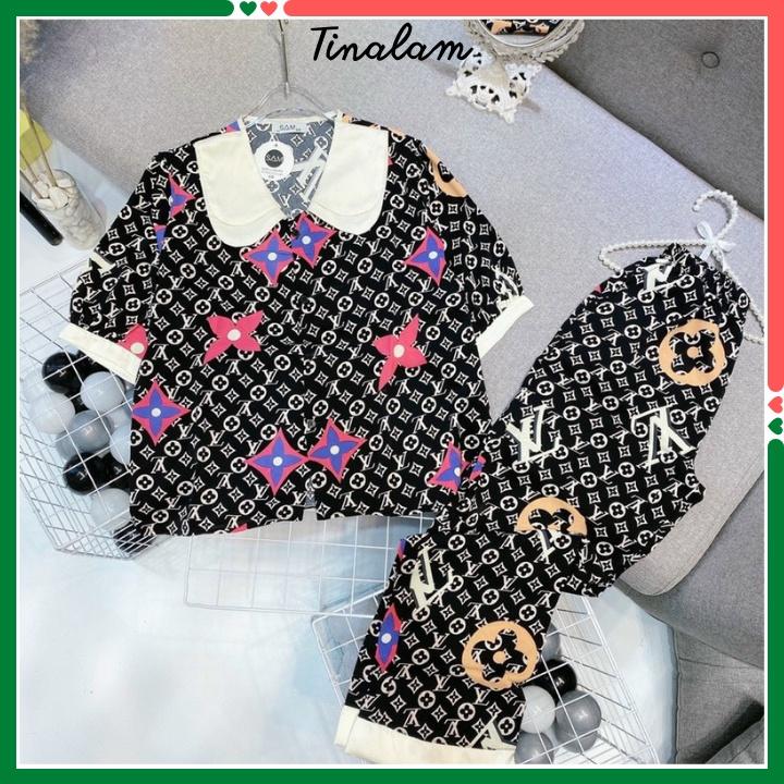 Đồ Bộ Pijama Nữ  Đồ Bộ Mặc Nhà Nữ Tay Ngắn, Quần Dài Chất Cao Cấp, Không Nhăn Form60kg Vừa DBTNQDMN