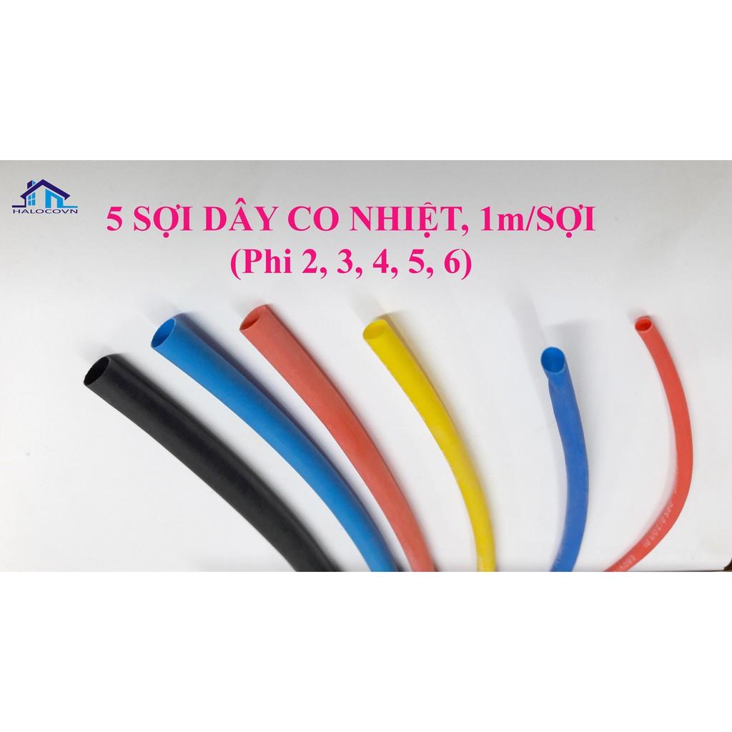 Bộ 5 ống ghen co nhiệt từ phi 2 đến 6 -  mỗi sợi dài 1m