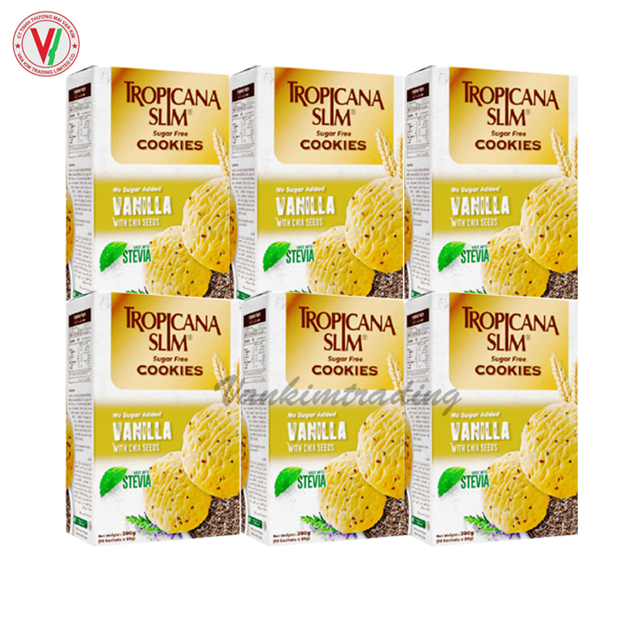 Combo 6 Hộp Bánh Quy Ăn Kiêng Tropicana Slim Sugar Free Cookies Vani (10 x 20g)