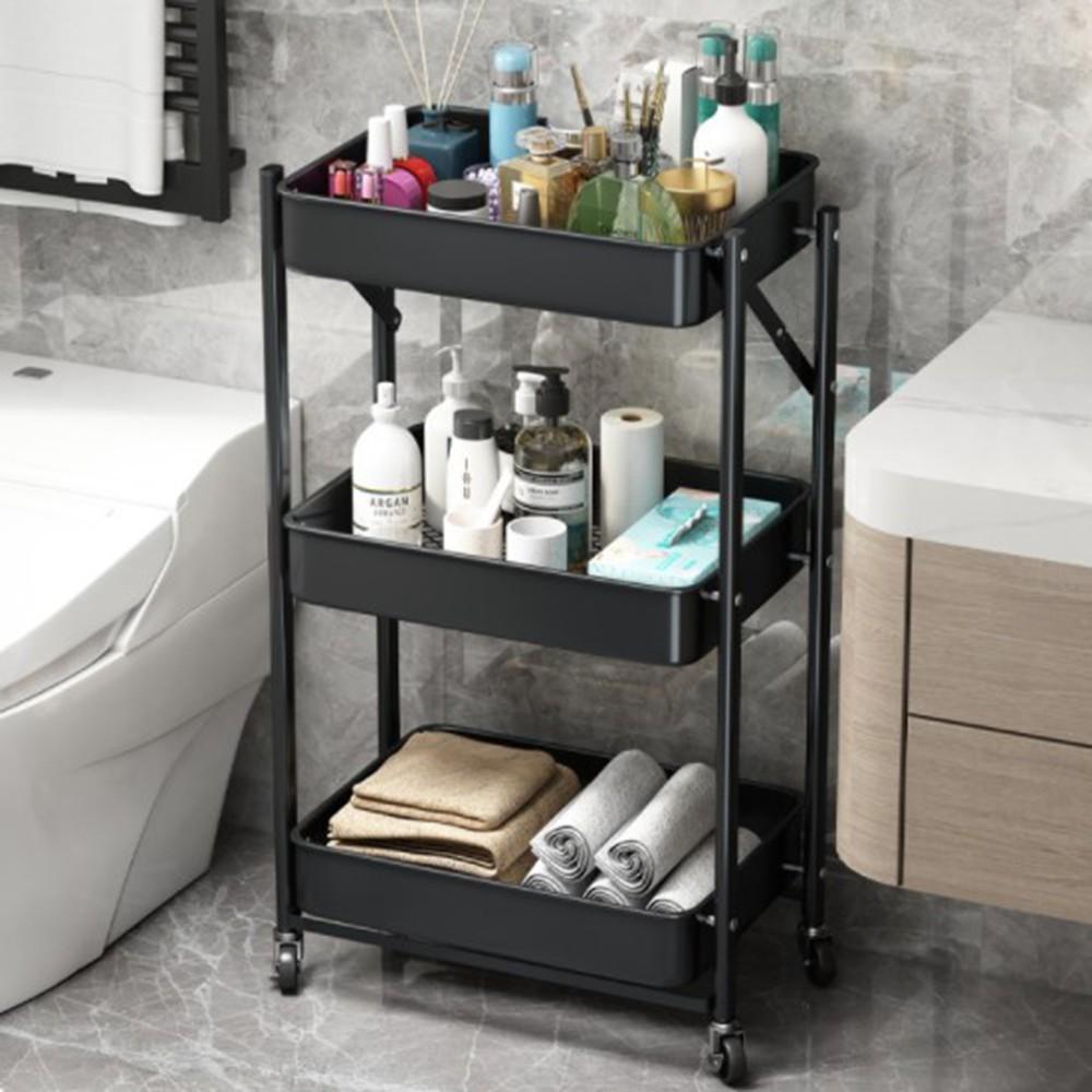 Kệ đựng đồ 3 tầng đa năng có bánh xe, kệ để đồ di động, gấp gọn, giá kệ tiện ích trong nhà bếp, nhà tắm 2022