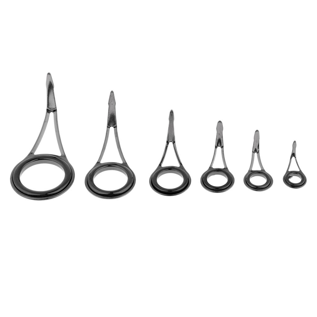 6pcs Fishing Rod Guides Top Tips Eye Ring Rod Repair Kit for Rod Building