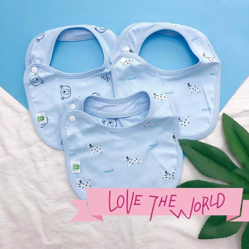 Yếm tròn sơ sinh Mipbi in hình 100% cotton, có cúc bấm YT01