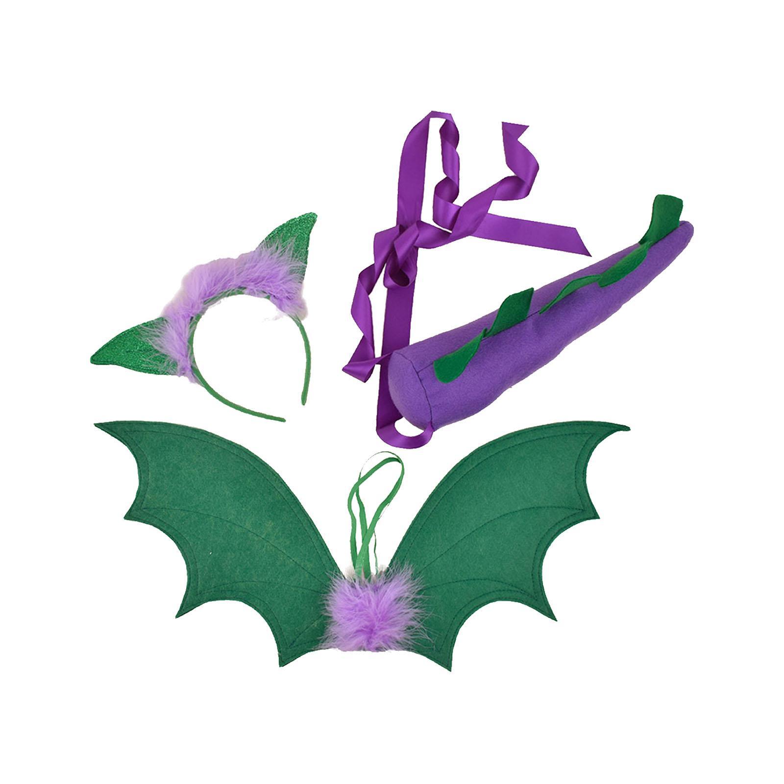 3Pcs Kids Dragon Costume Child Dinosaur Wing Tail Set for Role Play Birthday