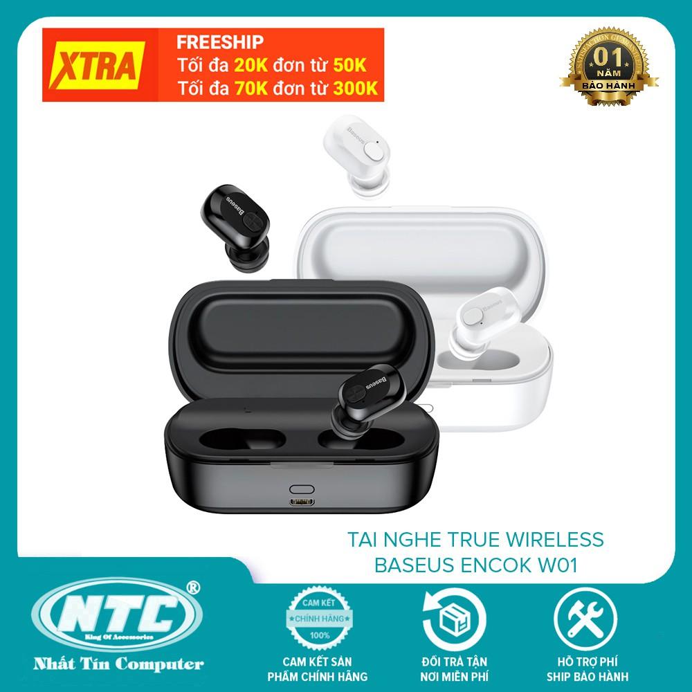 Tai nghe đôi True Wireless Baseus W01 Encok Music - dung lượng pin lên đến 2000mah - Hàng Chính Hãng