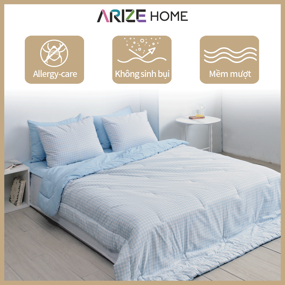 Chăn Chần Bông ARIZE Vải Microfiber Họa Tiết Caro 2mx2.3m