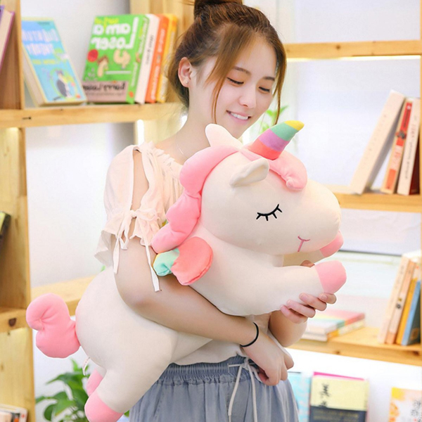 Gấu bông ngựa một sừng unicorn nằm (60 cm) gb45 (Màu Trắng)