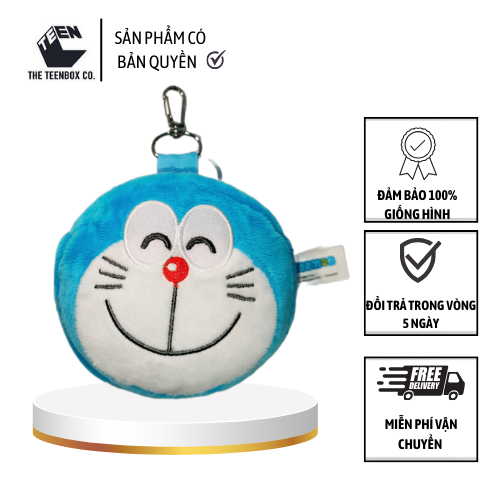 Ví Nhỏ Mặt Doraemon, bóp nhỏ mini, Bóp mặt Doraemon, Ví bông cao cấp- Sản Phẩm Có Bản Quyền, Phân Phối Bởi Teenbox