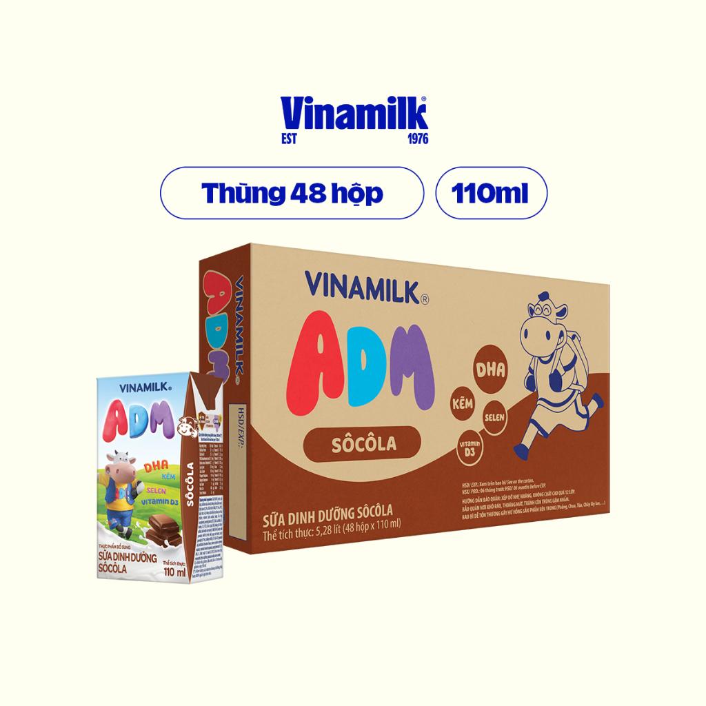 Sữa dinh dưỡng Socola Vinamilk ADM - Thùng 48 hộp 110ml