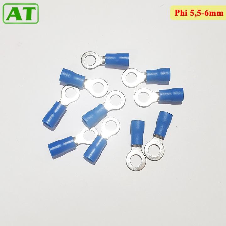 Đầu Cốt Dây Điện Tròn, Đầu Cos Điện Tròn Bọc Nhựa Cách Điện 2-6mm (Gói 10 Cái)