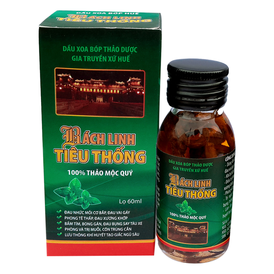 Combo 5 Chai Dầu Xoa Bóp Bách Linh Tiêu Thống Loại Đặc Biệt (60ml) (Tặng 1 Dầu Tràm 30ml)