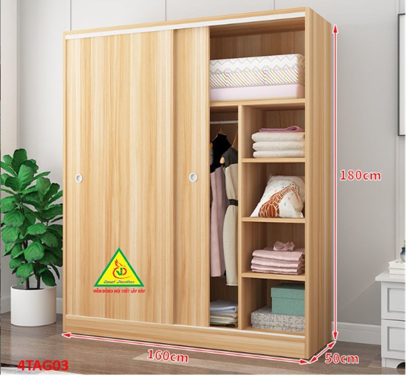 Tủ quần áo gỗ MDF 4TAG03 - Nội thất lắp ráp Viễn Đông ADV