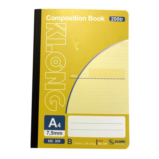 Sổ May KLONG A4 200 Trang 58/88 Compostion Book; MS: 309