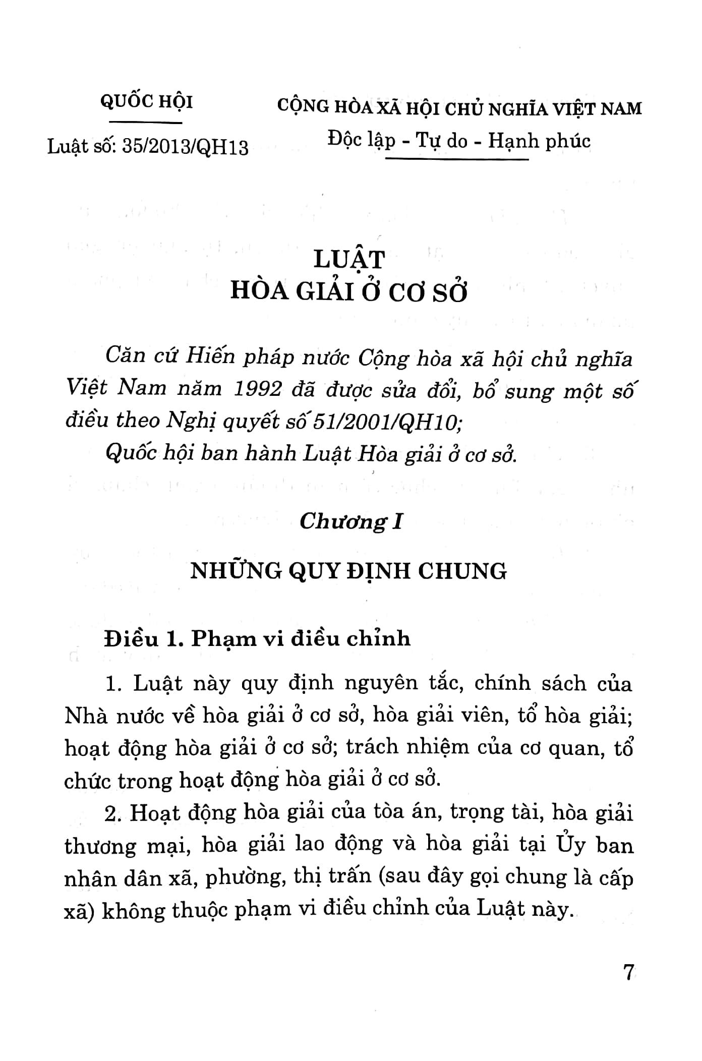 Luật Hòa Giải Ở Cơ Sở (Hiện Hành)