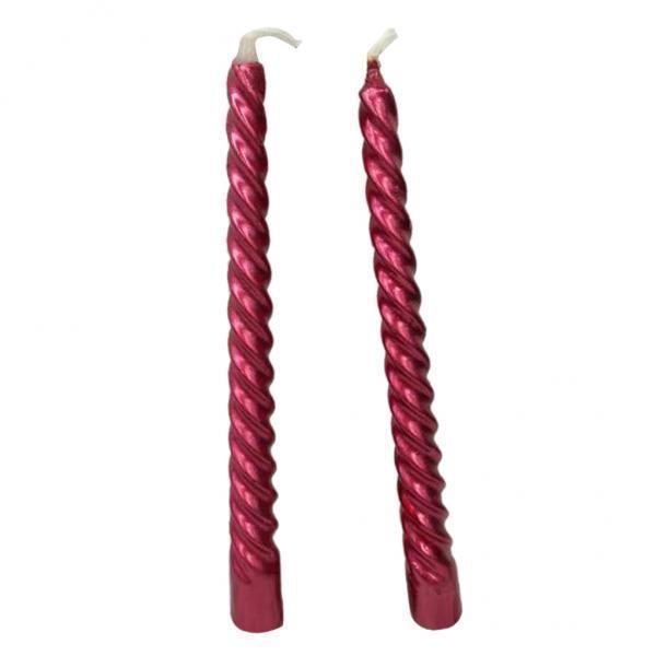 2X 2pcs Taper Twisted Smokeless Dinner Table Wedding Party Spiral Candles Red