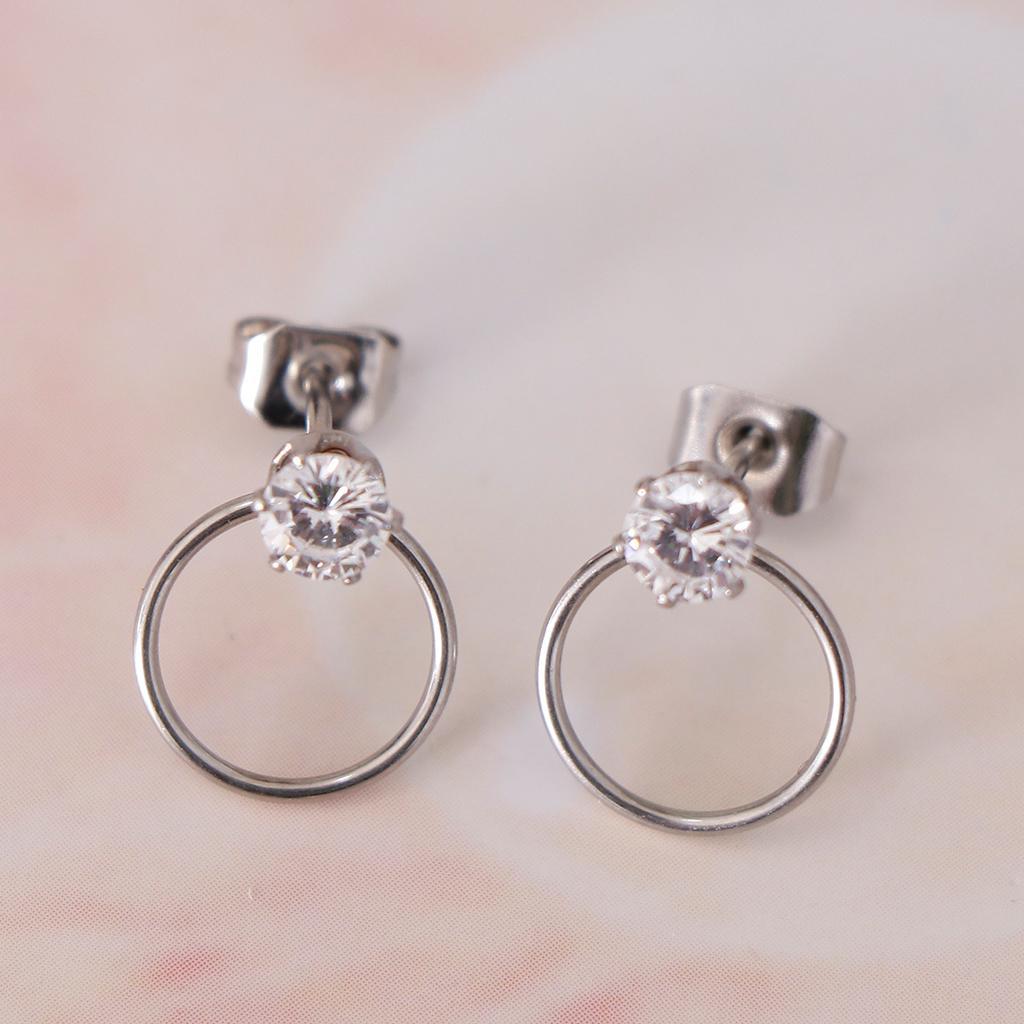 Women Stylish Round Rhinestone Stud Earrings Ear Studs Earring