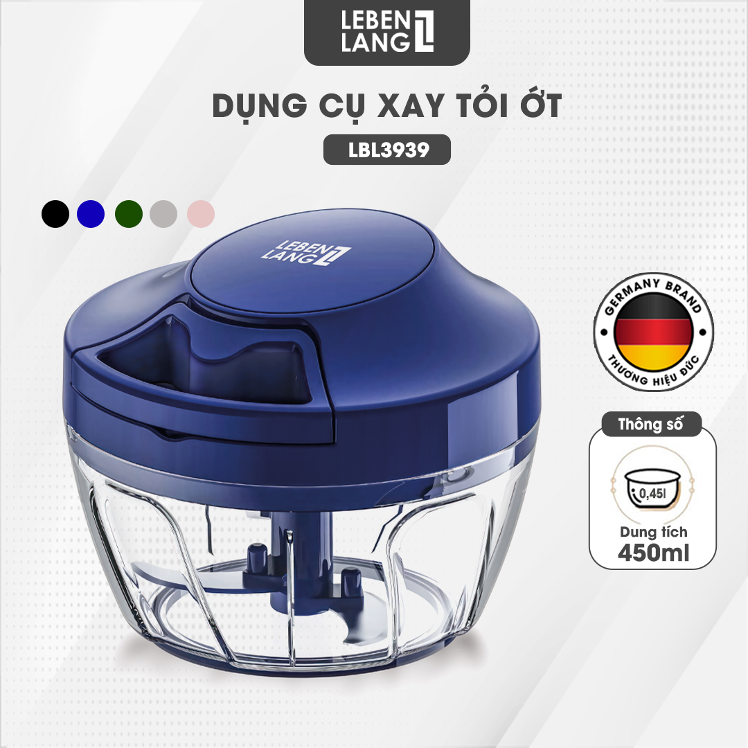 Dụng cụ xay tỏi ớt, thực phẩm Lebenlang LBL3939 lưỡi xay bén, dây rút tiện lợi - hàng chính hãng