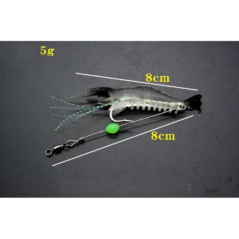 5 Mồi Tôm Câu Cá Sắc Nhọn Dạ quang