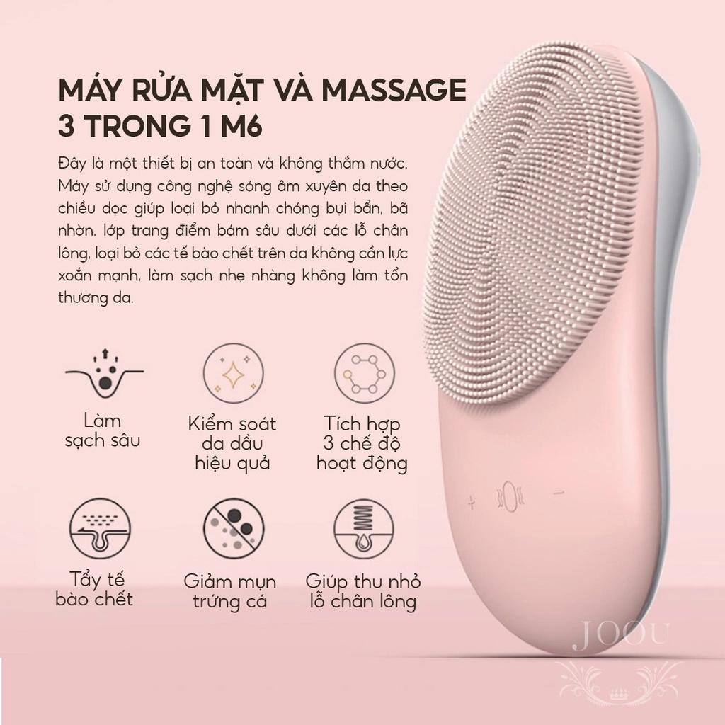 Máy rửa mặt massage 3 trong 1 làm sạch sâu gấp 10 lần JOOU M6 - Sợi Sillicon mềm mại an toàn cho mọi loại da kể cả da nhạy cảm