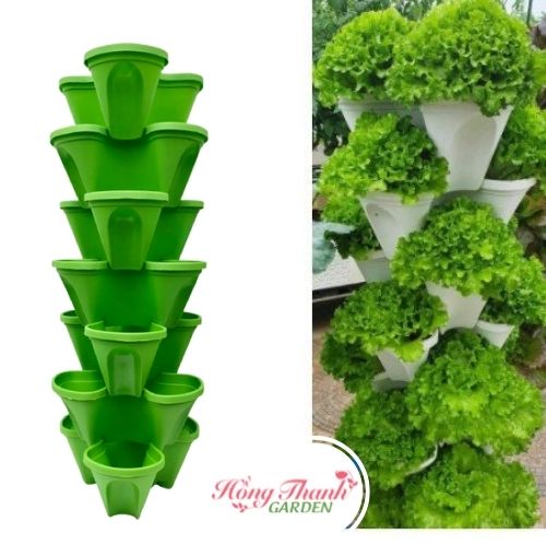 Chậu Tháp , Tháp Trồng Rau Hữu Cơ/ Tháp Trồng Hoa / Dâu Tây - Nhựa Cao Cấp, Tiện Lợi, Tiết Kiệm Không Gian, Trang Trí Nội Thất, Sân Vườn