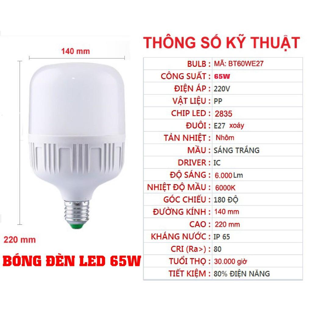 BÓNG ĐÈN LED 65W ĐUÔI XOÁY - TRỤ TIẾT KIỆM ĐIỆN NĂNG