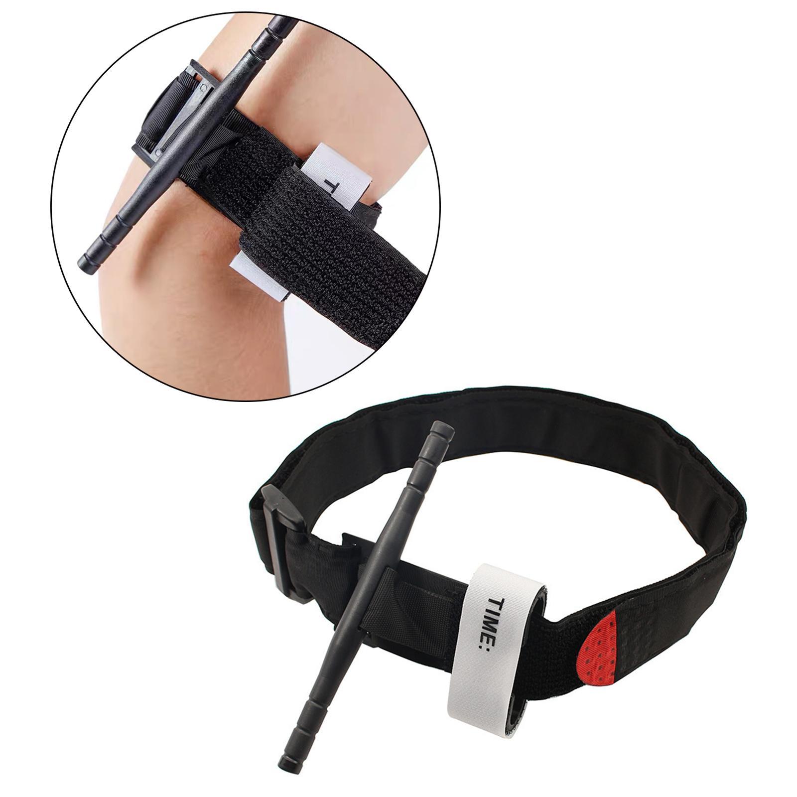 Emergency Tourniquet Outdoor Equipment Single Handed Operation First Aid Kit for Fishing Camping Time Stamp Hemostatic Bandage Black
