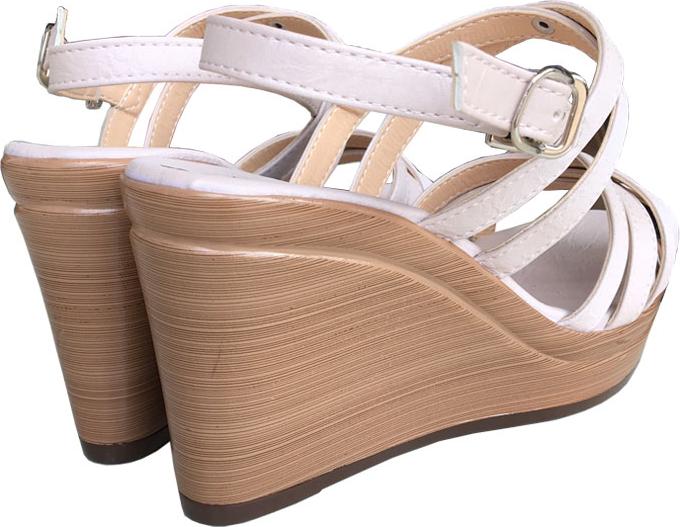 Giày sandal nữ Trường Hải đế xuồng cao 9.5cm màu kem đế PU nhẹ thời trang cao cấp nữ XDN193