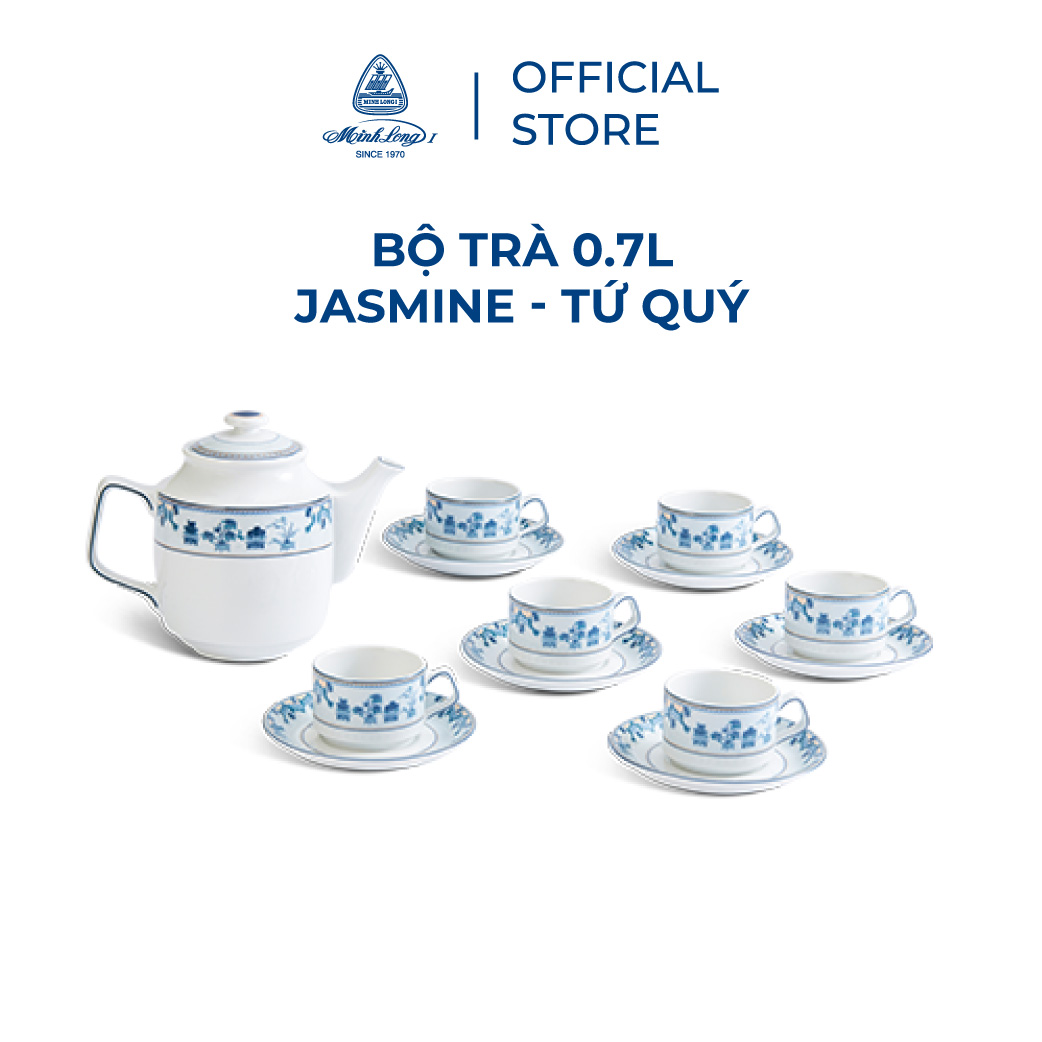 Bộ Trà Sứ Minh Long  0.7 L - Jasmine - Tứ quý