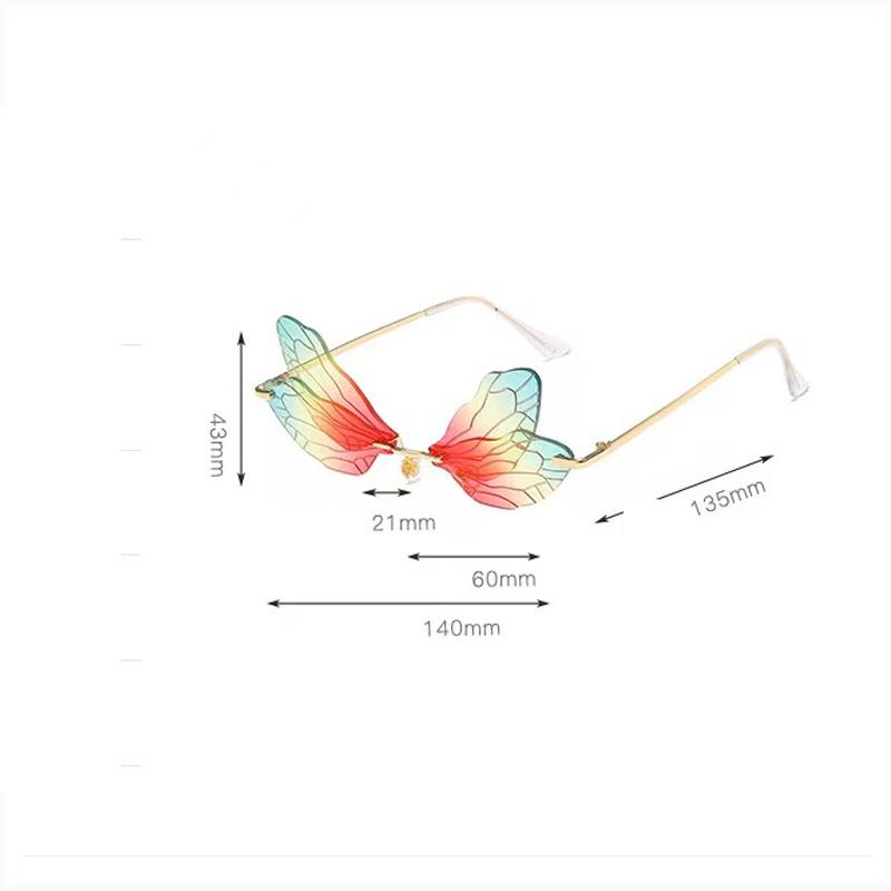 Kính Mát Không Gọng Hình Chuồn Chuồn Màu Gradient Thời Trang Cho Nữ