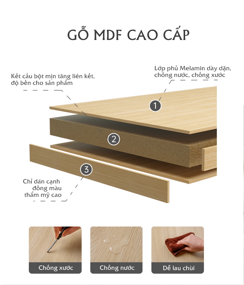 Bàn làm việc ngồi bệt đa năng gỗ MDF phủ melamin thương hiệu IGA - GA15