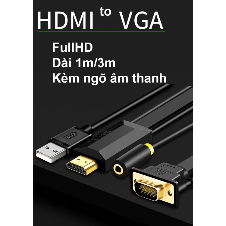 Cáp chuyển HDMI ra VGA, HDMI to VGA có âm thanh - Hồ Phạm