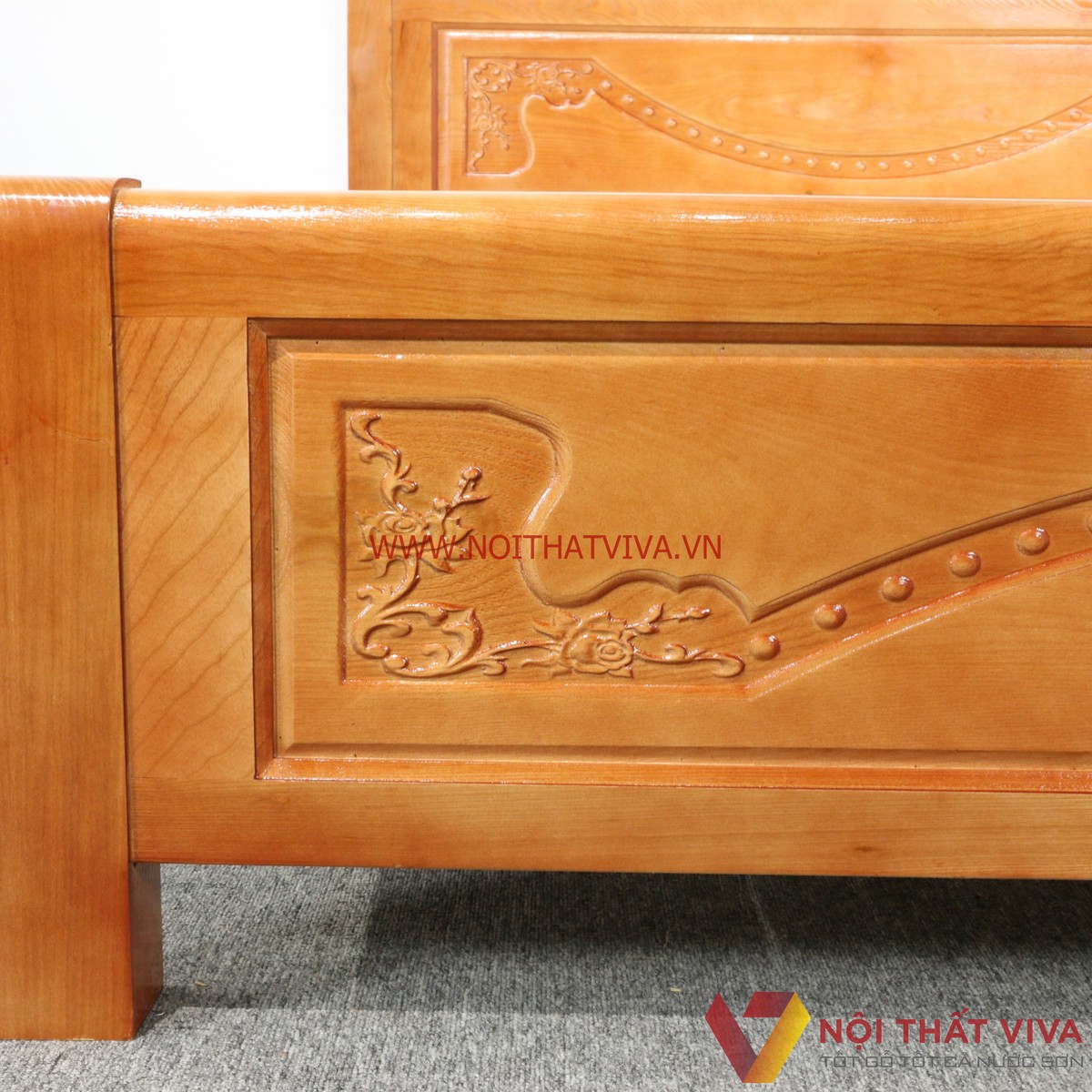 Giường Ngủ Gỗ Sồi Nga Màu Cánh Gián Đẹp Giá Rẻ