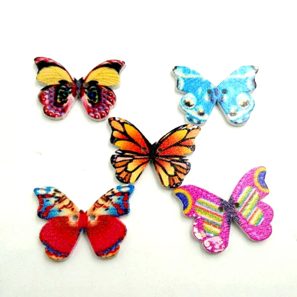 50 Cái Retro Gỗ Bướm Trang Trí Nút Bấm 2 Lỗ Cho Thủ Công DIY Tiếp Liệu