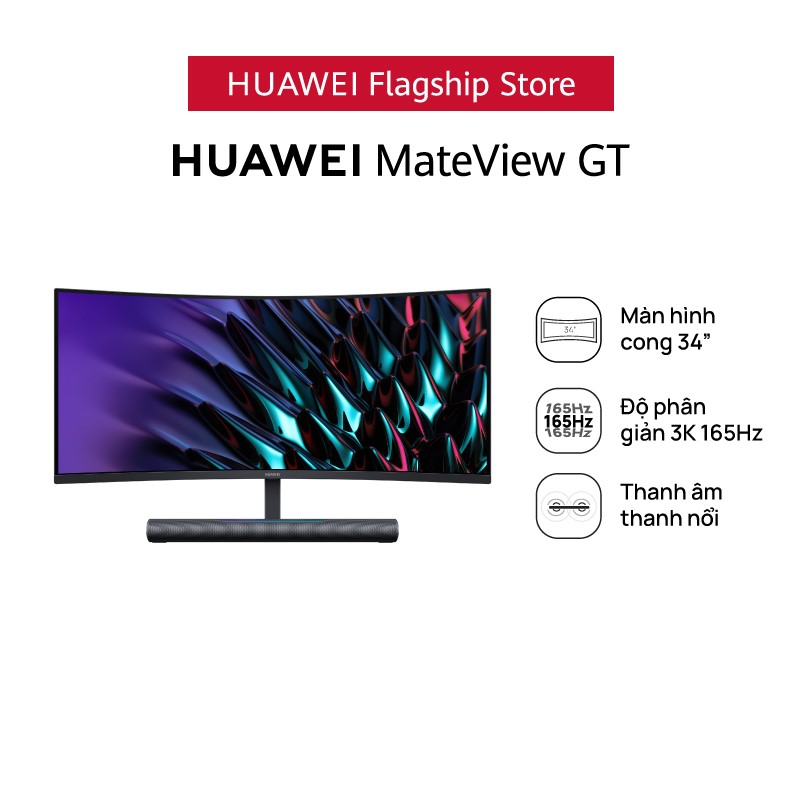 Màn Hình HUAWEI MateView GT | Màn Hình Cong 34” | Độ phân giản 3K 165Hz | Thanh Âm Thanh Nổi | Hàng Chính Hãng