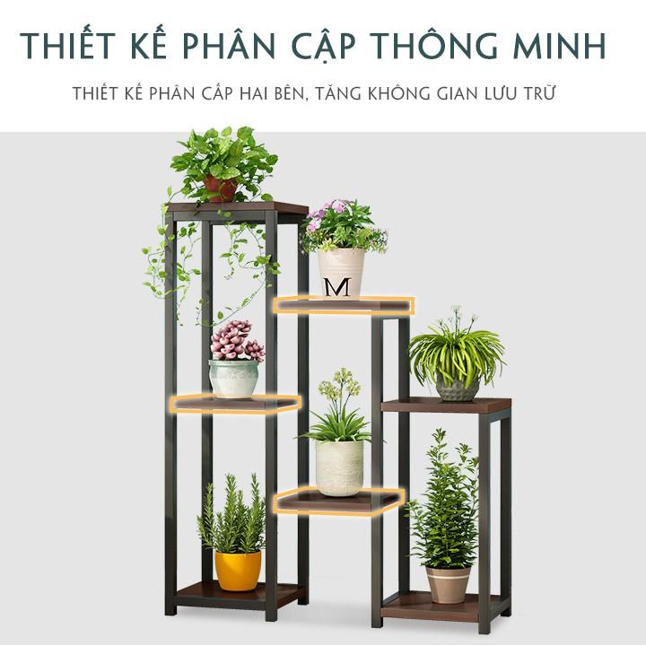 Kệ hoa trang trí phòng khách bằng sắt 3 tầng dạng bậc thang