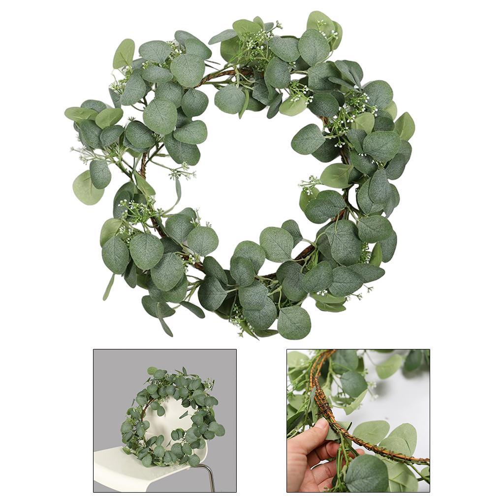 18" Artificial Front Door Wreath Green Leaves Garland Hanging