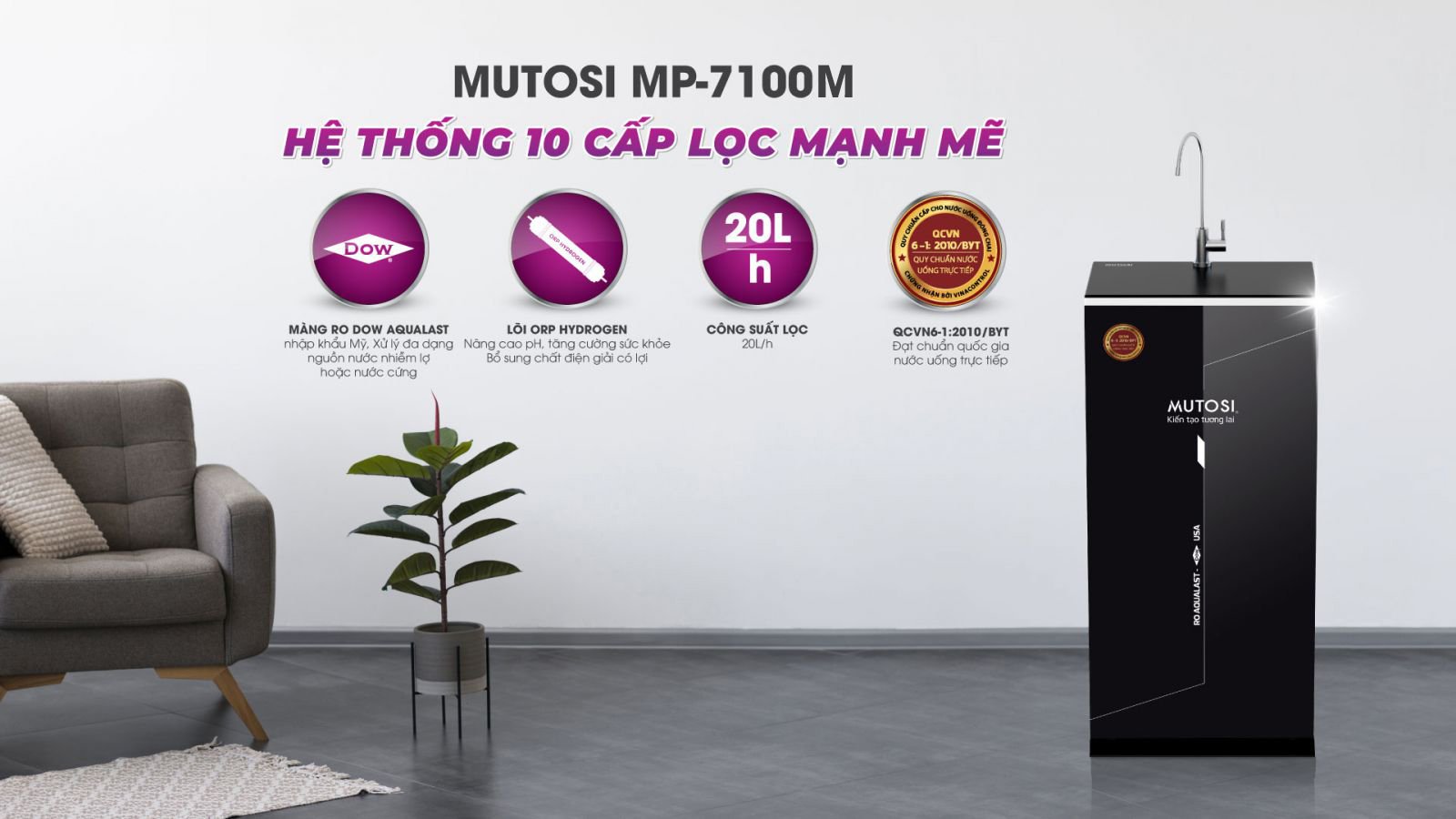 Máy lọc nước RO 10 lõi MP-7100M - Công nghệ nhật bản - Hàng chính hãng