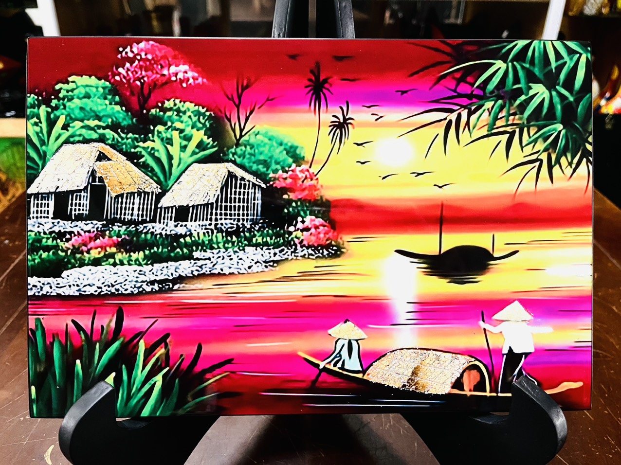 Tranh sơn mài - ĐỒNG QUÊ VIỆT NAM - Hàng xuất khẩu size 20x30 cm