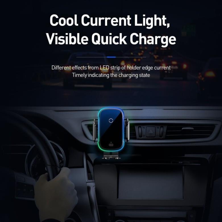 Bộ đế giữ điện thoại Baseus Light Electric Holder Wireless Charger 15W - Hàng chính hãng