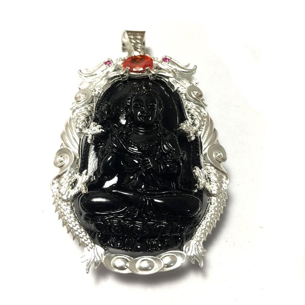 Mặt dây nam Bạc Quang Thản thiết kế rồng chầu chất liệu bạc thật không xi mạ.