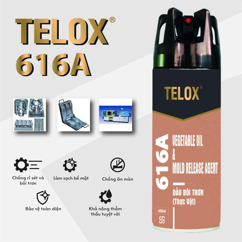 Thùng 24 bình xịt bôi trơn tách khuôn nhựa công nghiệp Telox 616A 450ml