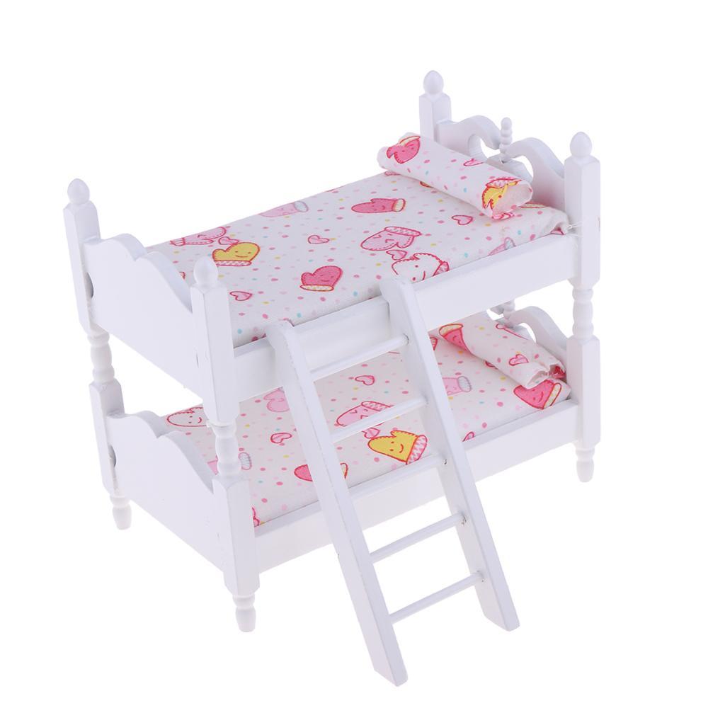 1:12 Scale Wooden Miniature Dollhouse Furniture Toy Set for Baby Doll Bed Room Decoration