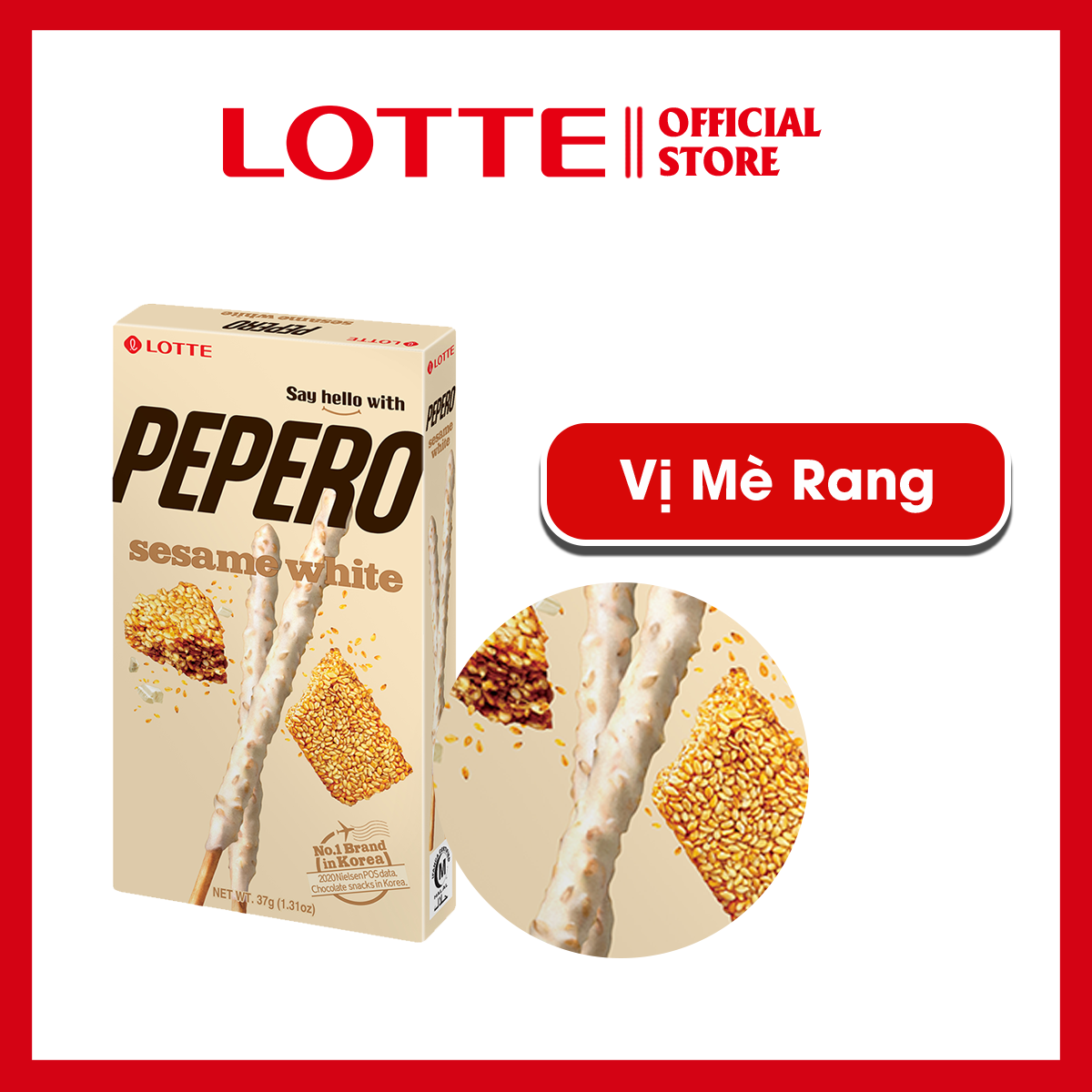 Bánh que Lotte Pepero vị Mè rang Sesame white