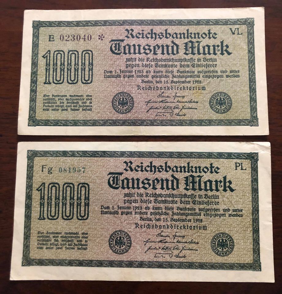 Tờ 1000 Mark Đức 1923, tiền cổ gần 100 năm tuổi, khổ lớn