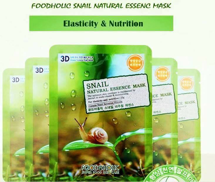 Bộ 10 Gói Mặt Nạ Làm Mờ Vết Nhăn Hiệu Quả 3D Foodaholic Snail Natural Essence Mask 23ml x10