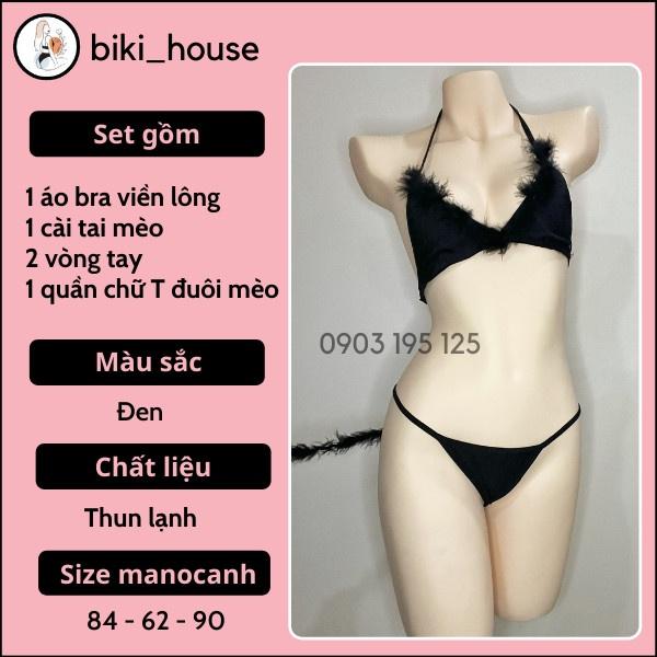 Cosplay mèo có đuôi đen sexy dễ thương bikini đồ lót mèo con kèm tai gợi cảm đáng yêu BIKI HOUSE N735 - Ship Hỏa Tốc HCM