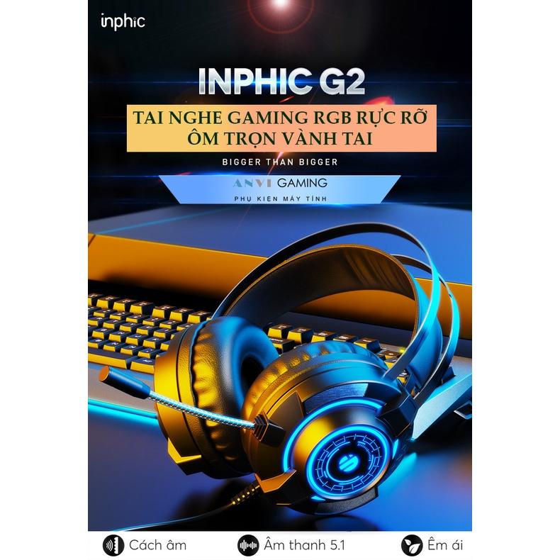 Tai Nghe Headphone Gaming INPHIC G2 LED RGB - Âm Siêu Trầm Sống Động Nhẹ Dẻo - Hàng Nhập Khẩu