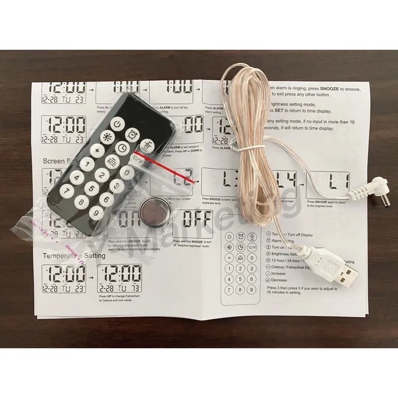 Đồng Hồ Để Bàn LED Màn Hình Lớn 11.5" Điều Khiển Từ Xa, Điều Chỉnh Độ Sáng - GH0717