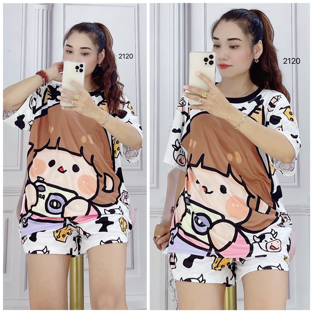 Đồ bộ đùi thun lạnh in 3D hoạt hình. HÀNG MAY TRỰC TIẾP TẠI VIỆT NAM. mèo marie - cô bé - mèo kitty - thỏ melody - chuột minnie - khác. thunlanh1dui62kg.