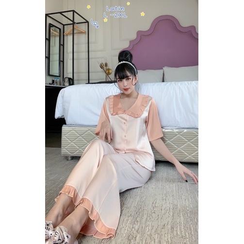 Đồ bộ lụa Latin cổ bèo